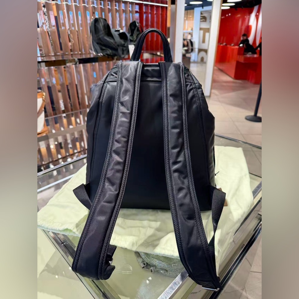 Burberry Black nylon flip Backpack small NEW - Picture 6 of 10